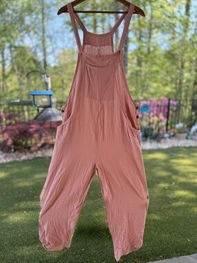 Women’s Made In India Boho 100% Cotton Overalls Light Pink Relaxed Fit One Size